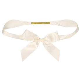 【10個】サテンリボン付きゴムタグ アイボリー