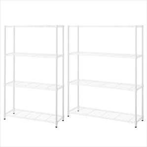 軽量用ワイヤーラック 奥行35cm アジャスタータイプ ホワイト 高さ151cm 4段〔ストエキオリジナル〕