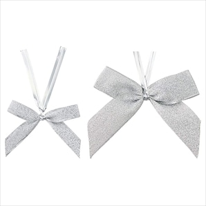 リボンタイ グリッター シルバー〔ストエキオリジナル〕