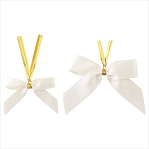 リボンタイ 両面サテン ホワイト〔ストエキオリジナル〕