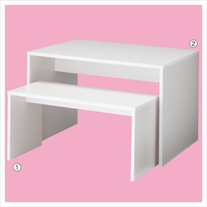 木製コの字型ネストテーブル ホワイト〔ストエキオリジナル〕