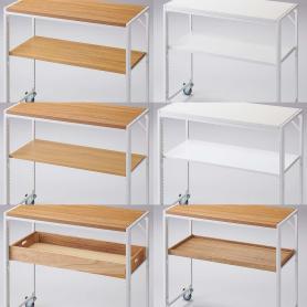 幅90×奥行40cm中間棚セット 本体奥行45cmホワイト用 新型ハコマルシェワゴン 〔ストエキオリジナル〕