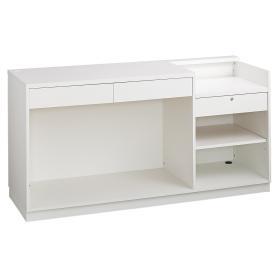 レジカウンター 切り欠きタイプ 幅180cm ホワイト〔ストエキオリジナル〕