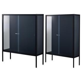 ラテラルショーケース ブラック 本体 幅120cm パネル:ブラック〔ストエキオリジナル〕