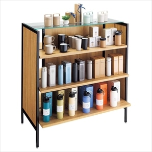 【什器セットまるごと購入】UR120中央両面ブラック ラスティックパネル付棚3段セット