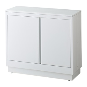 ファブルストレージBOXセット幅90cm×奥行35cm:ホワイト×ホワイト天板(18mm厚スチール棚)〔ストエキオリジナル〕