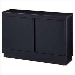 ファブルストレージBOXセット幅120cm×奥行35cm:ブラック×ブラック木製天板(強化コート紙木棚)〔ストエキオリジナル〕