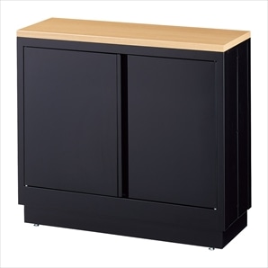ファブルストレージBOXセット幅90cm×奥行35cm:ブラック×ラステック柄木製天板(強化コート紙木棚)〔ストエキオリジナル〕