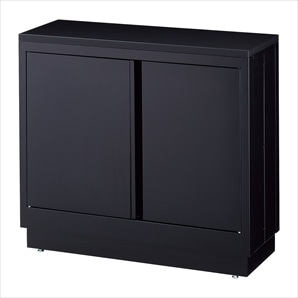 ファブルストレージBOXセット幅90cm×奥行35cm:ブラック×ブラック木製天板(メラミン木棚)〔ストエキオリジナル〕