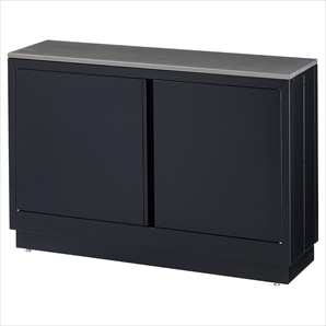 ファブルストレージBOXセット幅120cm×奥行35cm:ブラック×スチールクリア天板(18mm厚スチール棚)〔ストエキオリジナル〕