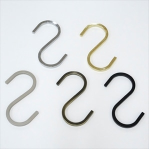 【10個】スチール製ディスプレイS字フック角タイプ小