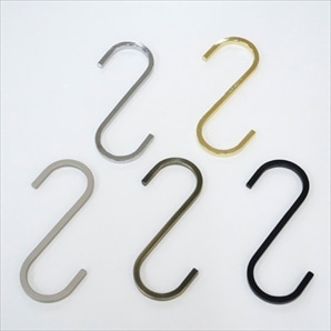 【10個】スチール製ディスプレイS字フック角タイプ大