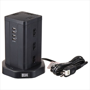 タワー型集中スイッチ付タップ 12P4USB