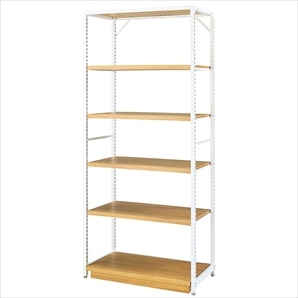 【什器セットまるごと購入】ラテラル・ロコ ホワイト 幅75×奥行40×高さ180cm 棚4段・天板・ステージセット 〔ストエキオリジナル〕