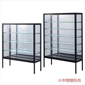 ラテラルショーケース 本体ブラック 幅120cm パネルミラー 〔ストエキオリジナル〕