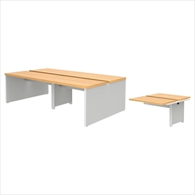 ソリード フリーアドレス用デスク 幅240×奥行140cm ホワイト脚 オーク