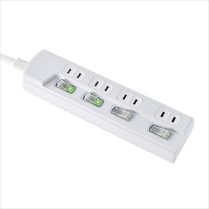ELPA 電源タップ 4個口 LEDランプ仕様 個別スイッチ