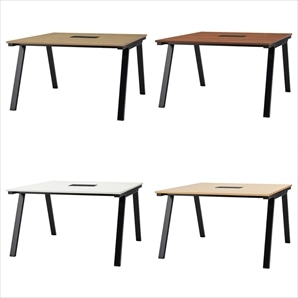 フリーアドレスデスク120×120cm スラント脚(ブラック)