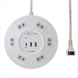 丸形USBタップ6個口 PD20W 