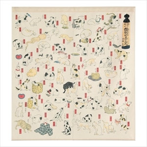 14624和柄のれん 猫五十三疋90(和風のれん 85×90cm