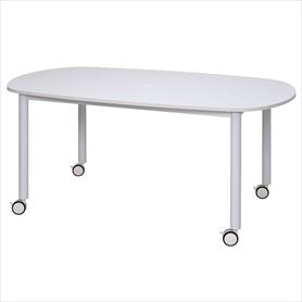 アールエフヤマカワ キャスターテーブル ホワイト脚 オーバル