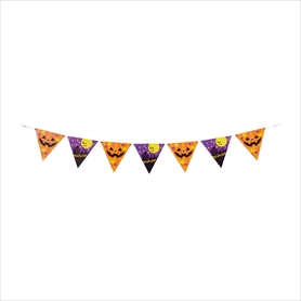 3本】カラフルハロウィン 紙製7連三角フラッグガーランド 200cm 【通販 