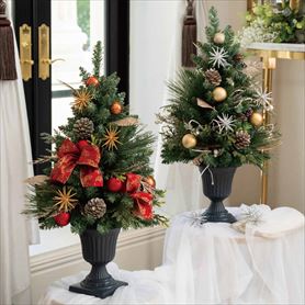 スパイラルクリスマスツリースタンド 40cm ゴールド／レッド