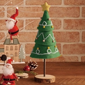 ミニクリスマスツリー フェルトオーナメント付き フェルトミニクリスマスツリー37.8cm