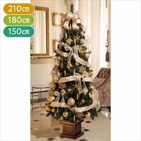 2WAYガーランド付クリスマスツリーセット ゴールド 150cm［ストエキ