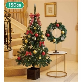 2WAYガーランド付クリスマスツリーセット ゴールド 150cm［ストエキ