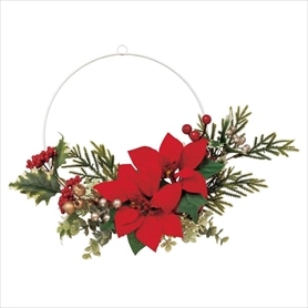 40cmデコレーションポインセチア造花クリスマスリース［ストエキ