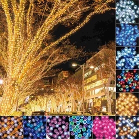 LED 100球 カラーチェンジストレートライト ゴールド＆ホワイト