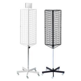 4面回転ネット什器スリム ロングタイプ 白〔ストエキオリジナル〕 4面回転ネット什器スリム ロングタイプ 白 ［ストエキオリジナル］