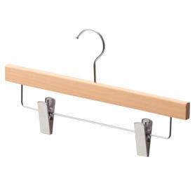 木製ボトムハンガー 木地仕上げ 外型クリップ付き幅30cm (ブナ)〔スト