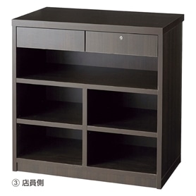 3方枠型レジカウンター台 ダークブラウン〔ストエキオリジナル