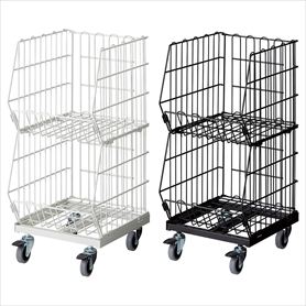 高機能型ジャンブルバスケット 幅86.4cm2段 直径7.5cmキャスター