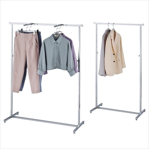 Len　ハンガーラック　スチールパイプ　メッキ　２段掛け　８０cm　伸縮 Len様専用 ハンガーラック スチールパイプ メッキ 2段掛け