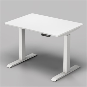 電動昇降デスク 幅120×奥行60cm 天板ナチュラル脚ホワイト