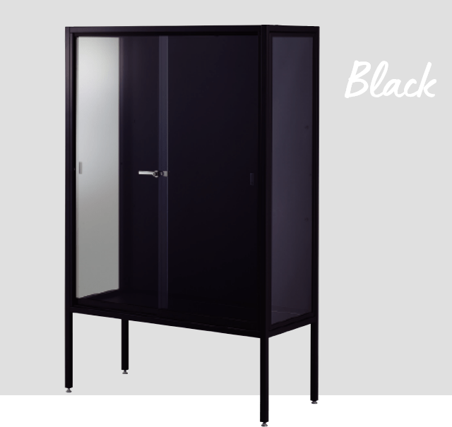 ラテラルショーケースブラック 幅90×高さ180cm パネル：ブラック