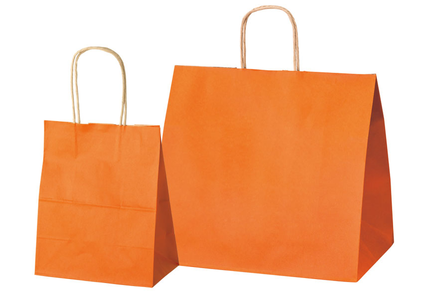 オレンジ色のニス引き紙袋