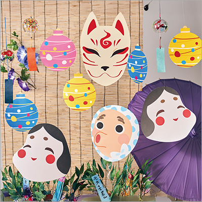 夏祭り風ハンギングディスプレイ