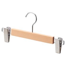 木製ボトムハンガー 木地仕上げ 外型クリップ付き幅30cm (ブナ)〔ストエキオリジナル〕